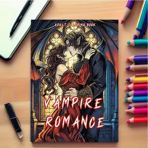 Dark Night Vampire Love Coloring Book, 24 Sheets, Thick Paper, Adult Relaxation, Holiday Decor, Creative Fun, Art Illustrations