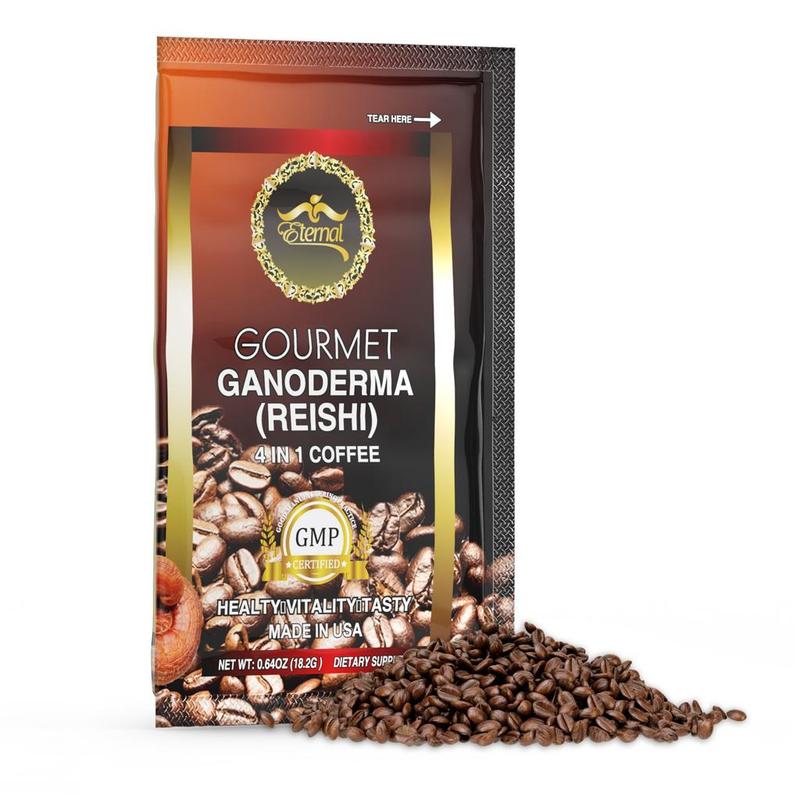 Eternal Spirit Beauty Gourmet Ganoderma Reishi 4-in-1 Coffee 15 Sachets 0.64 Oz Each Light Roast for Energy Focus & Luxurious Experience