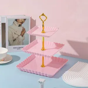 Multi Layer Cake Display Stand, 1 Count Foldable Dessert Display Stand, Fruit Plate, Cake Stand, Cupcake Holder, Home Organizer Decoration for Wedding Birthday Party