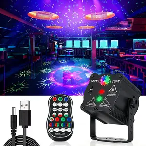 Mini Laser Party Lights 120 Lighting Effects RGB Sound Activated Music Sync DJ Disco Stage Lights with Remote Control for Home KTV Holiday Decor