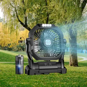 20000mAh Rechargeable Battery Powered Fan with LED Lantern, with Hanging Hook 4 Speeds, 270°Pivot Large for Camping, Hiking, Fishing, Travel, and Home