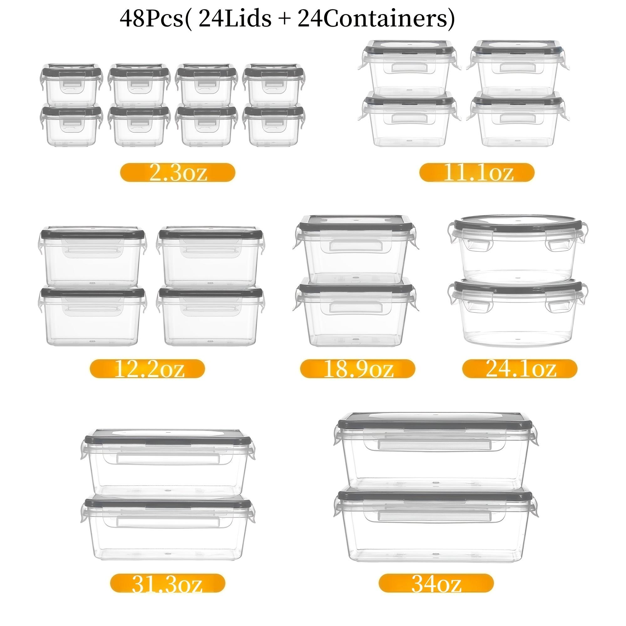 24/40/48 pieces/set food storage box set, food preservation boxes, easy-to-fix lids (12/20/24 lids + 12/20/24 containers) - Sealed plastic containers, suitable for pantry, travel, outdoor picnics, kitchen organization, includes labels and markers