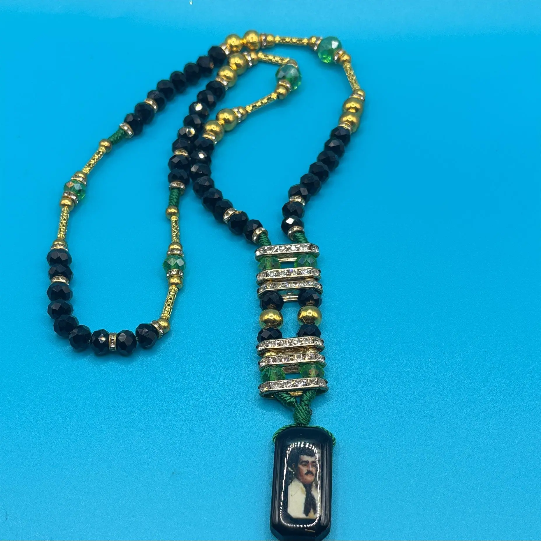 Crystal Jesus Malverde Pendant Necklace, Unisex Ethnic Jewelry Symbolizing Faith, Meaningful Gift for Daily Wear, Crafted With Attention To Detail, Casual