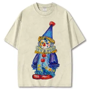 Colorful Clown Doll Unisex Vintage Washed Tee, PREMIUM QUALITY, Soft Cotton, Full Colors, Full Sizes, Unisex- All Seasons Wear