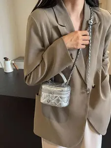 Stylish Diamond Quilted Round Box Crossbody Bag, Waterproof PU, Heart Zipper Detail, Lightweight With Coin Pocket, Versatile For Daily, Shopping, Travel & Commute