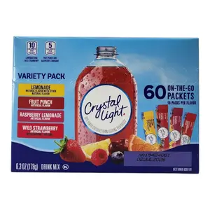 Crystal Light Lemonade, Fruit Punch, Raspberry Lemonade & Wild Strawberry Variety Pack - 60 Count Drink Mix - 6.3 oz - Includes 15 Flavor Packets - Flavored, Beverage. Expiration Date 2027