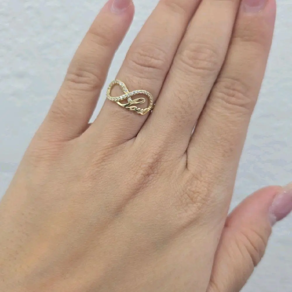 10K Yellow Gold Infinity Heart Pavé Ring