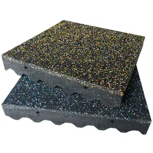 Rubber-Cal "Eco-Safety" Interlocking Playground Tiles - 3in x 19.5in x 19.5in