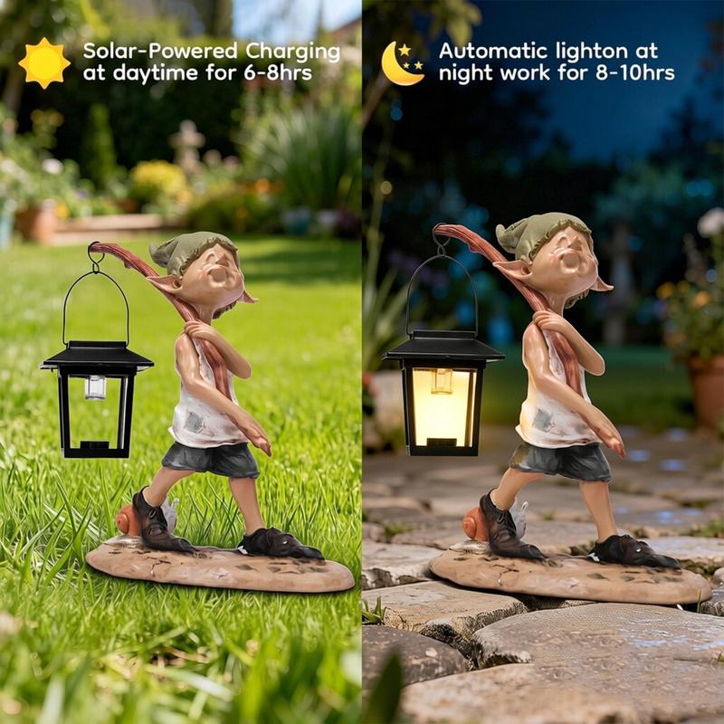 Wandering Elf Statue With Solar Powered Photosensitive Lamp,Outdoor Garden and Courtyard Decorations,Ideal Gifts for Women, Mom or Birthdays, Beautifully Crafted Outdoor & Home Decor to Wow Your Guests