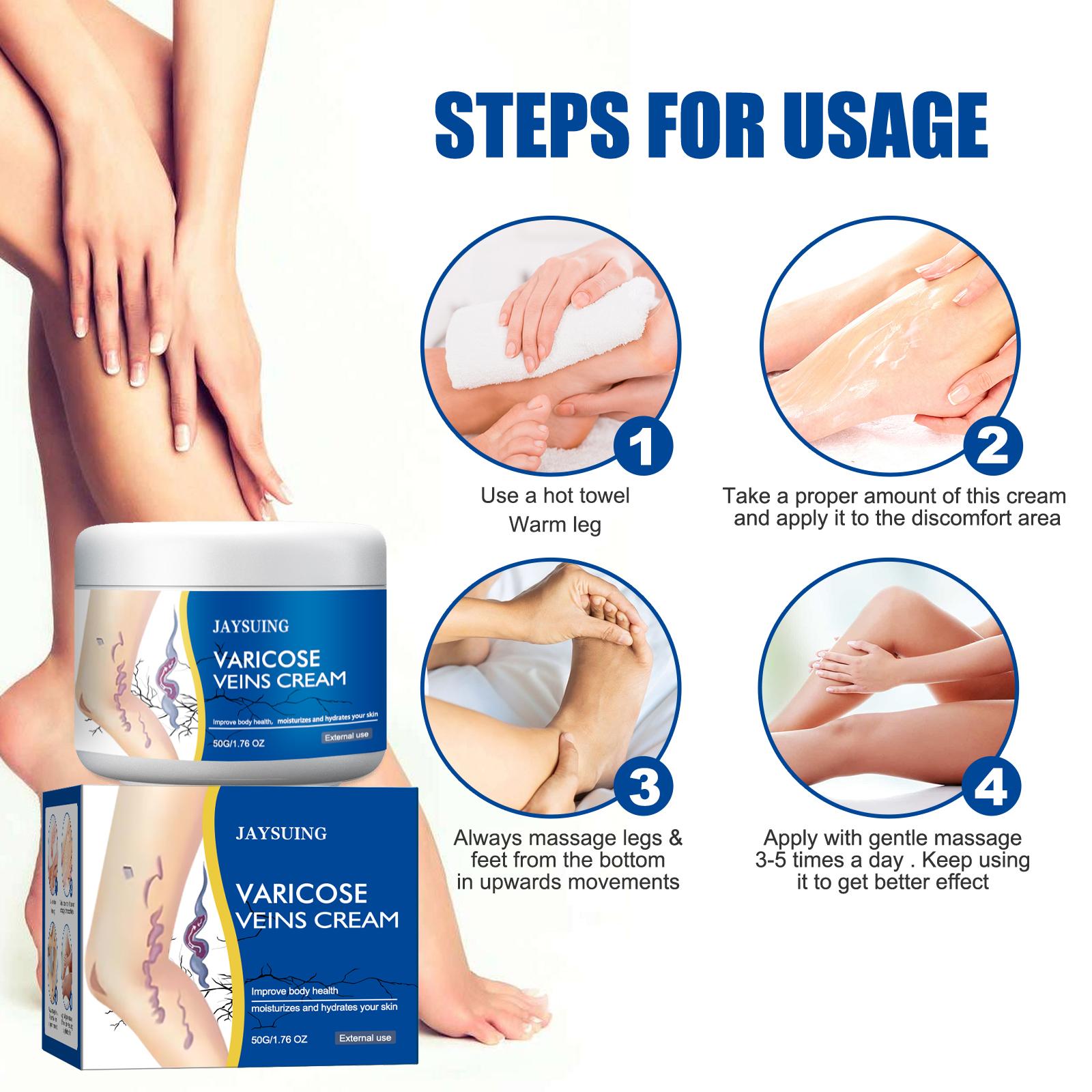 50g Varicose Veins Repair Lotion, Mild Hydrating Leg Massage Cream for Vein Care, External Body Soothing Cream to Relieve Leg Fatigue, Swelling and Discomfort, Daily Leg Skin Care Treatment