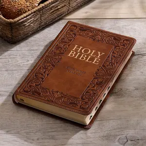King James Version Standard Bible: Medium Brown Faux Leather with Red Letter Text, Thumb Index, and Ribbon Marker