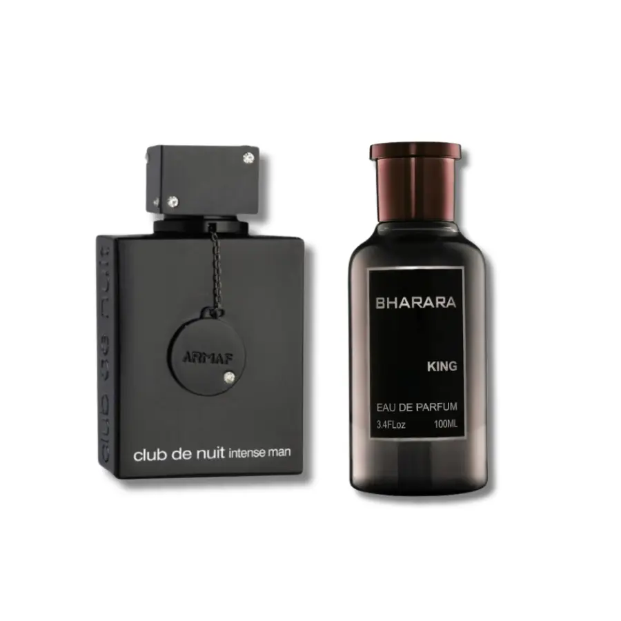 Armaf Men's 2-Piece Fragrance Multi-Pack - Club De Nuit Intense Man EDT (3.6 fl oz), Bharara King EDP (3.4 fl oz) with Rose Jasmine Heart, Warm Musk Base, Long-Lasting Woody Spicy Floral Scent, Aromatic Citrusy Fruity Lemon Amber Notes, Alcohol-Containing