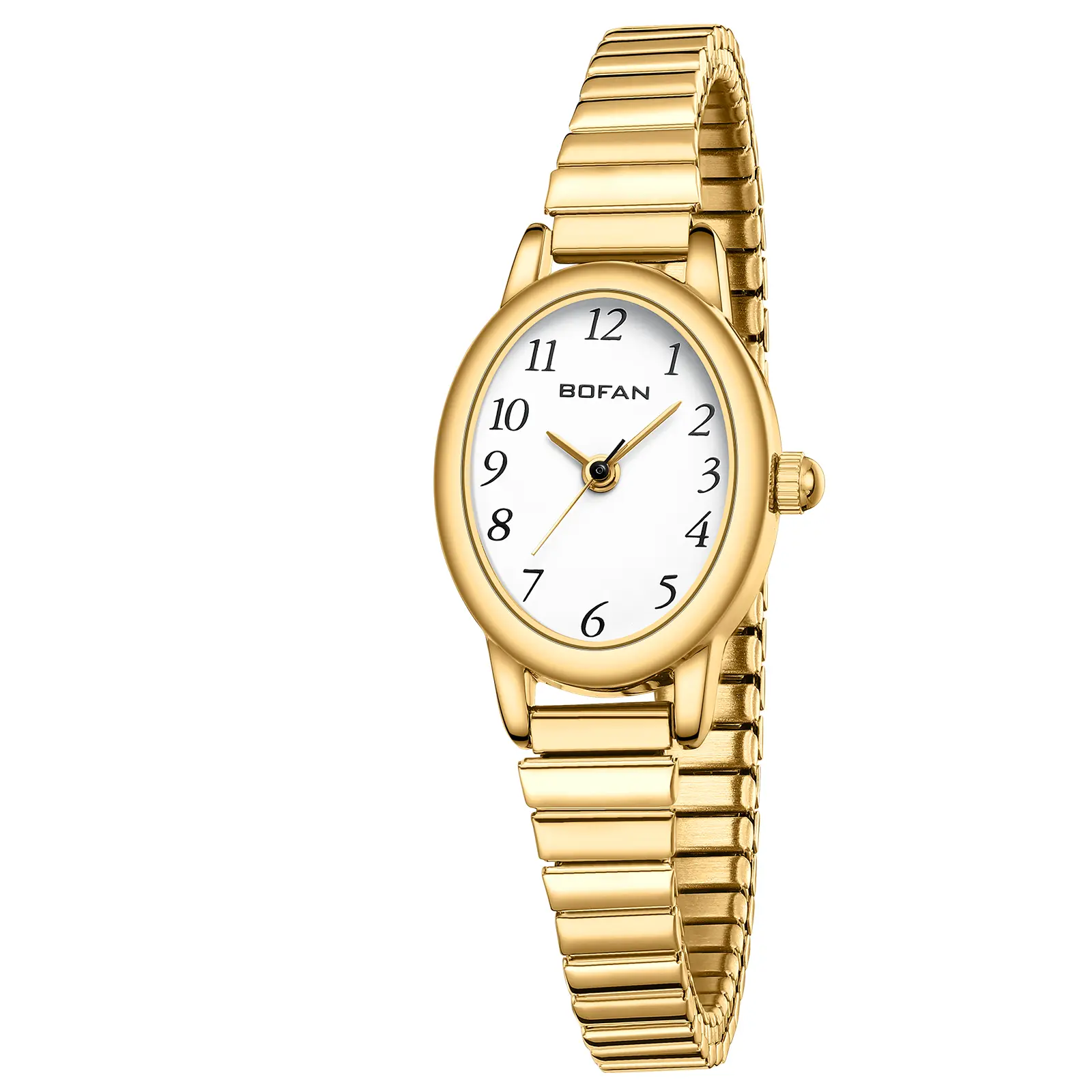 BOFAN Small Gold Watches for Women Easy Read Ladies Quartz Wrist Watch with Stainless Steel Expansion Band,Waterproof.