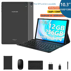 Android 14 Tablet 10.3" 2K Screen, 12GB RAM, 256GB ROM, Octa-Core 6000mAh, WiFi Only, Keyboard Mouse Stylus Case Included