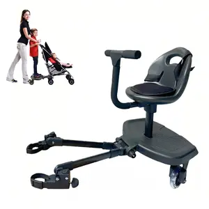 Universal Stroller Board - Stroller Attachment for Toddler to Ride, 2in1 Sit and Stand Detachable Seat, Holds Children Up to 55 LBs, Fit for Most Strollers Standing Board (Black)