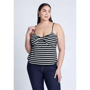 ELOQUII Women's Plus Size Striped Sweetheart Tank