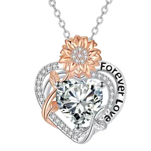 Forever Love Heart Necklace – Sunflower Promise & Eternal Devotion Pendant    womens gifts   stuff to get gf for valentine   chains   gifts for women  necklace birthday gifts for gf cross necklace initial necklaces