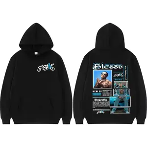Rapper Blessd Si Sabe Album Tour 2025 Merch Hoodie For Men Vintage Hip Hop Sweatshirts Unisex Street Pullover Hoodies