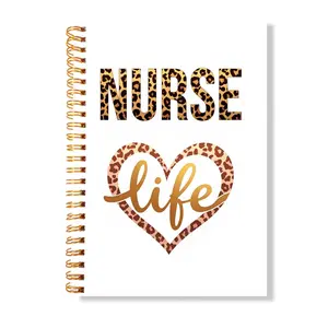 Nurse Life Leopard Print Spiral Notebook, 1 Set Nurse Life Journal Notebook, Motivational Positive Journal Notebook for Writing Work College, Spiral Bound Notepad