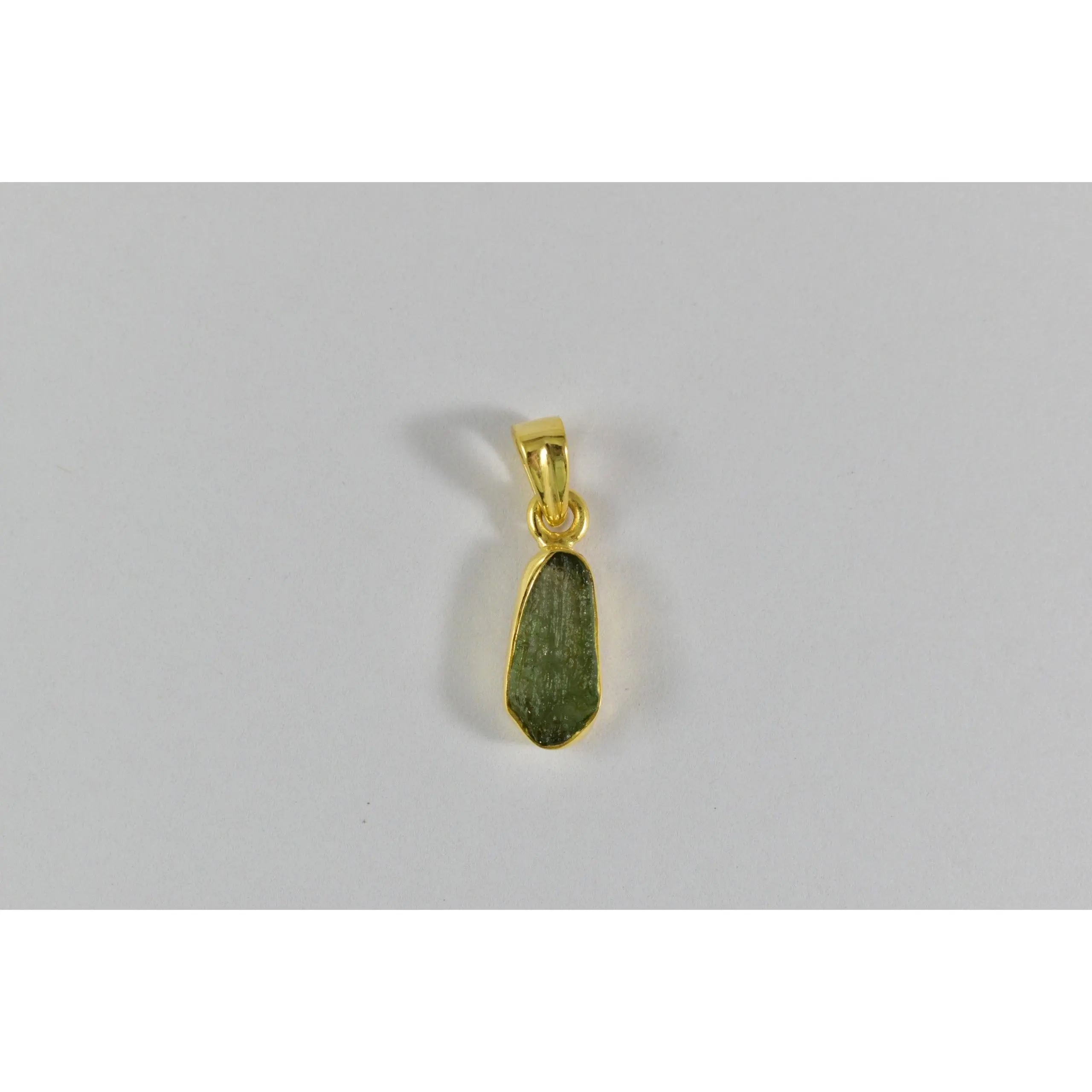 Vermeil Gold Plated Small Moldavite Pendant 18k over 925 Sterling Silver