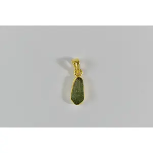 Vermeil Gold Plated Small Moldavite Pendant 18k over 925 Sterling Silver