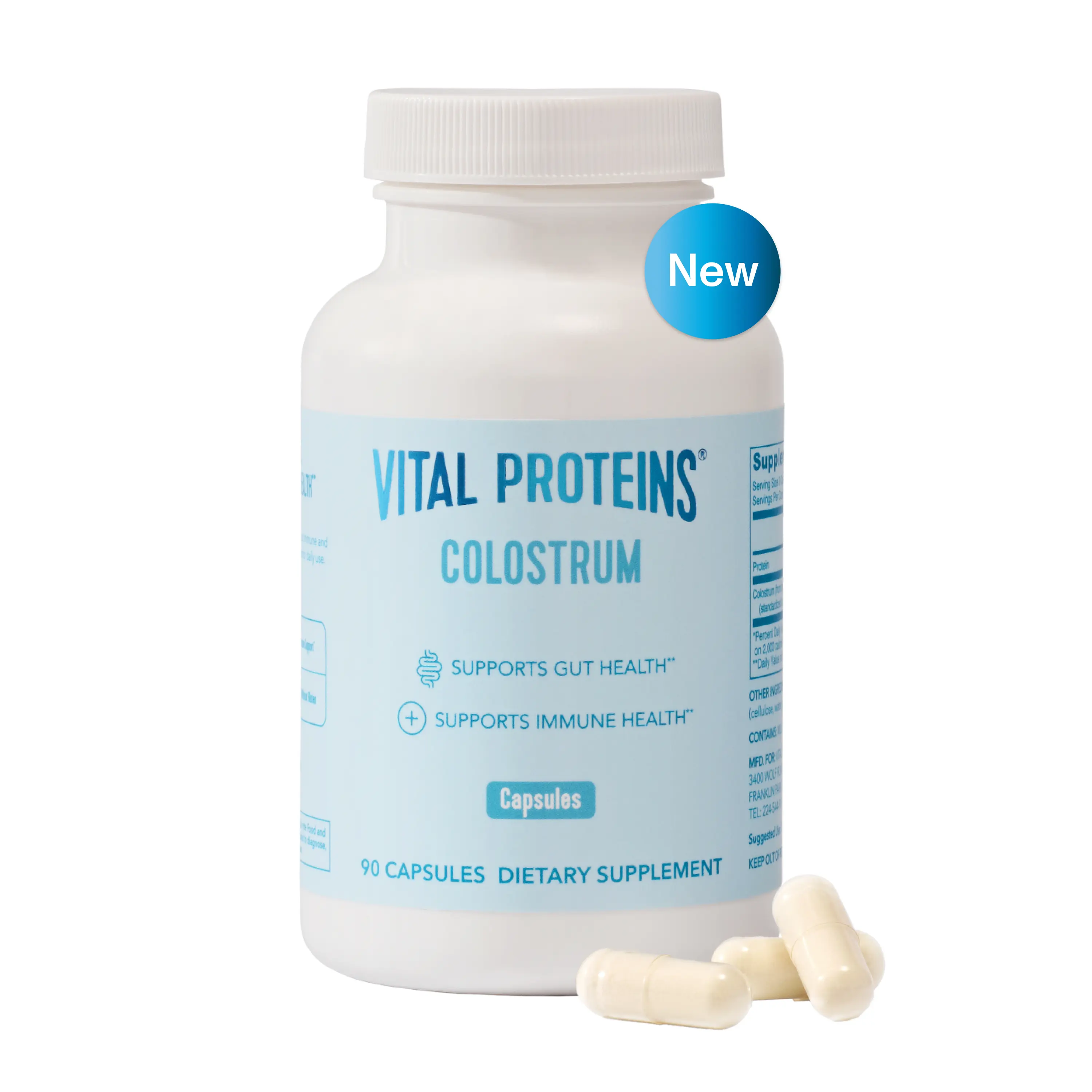 Vital Proteins Bovine Colostrum Supplement - Unflavored, 90 Capsules, 30 Servings | Gut Health, Immune Support Vital Proteins Bovine Colostrum Supplement - Unflavored, 90 Capsules, 30 Servings | Gut Health, Immune Support