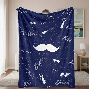 Premium Dad Flannel Blanket Father's Day Classic Gentleman Elements Print UltraSoft Cozy Warm Lightweight Durable Perfect for Living Room Bedroom Sofa Couch Home Decor Ideal Gift for Father Husband Grandpa Brother