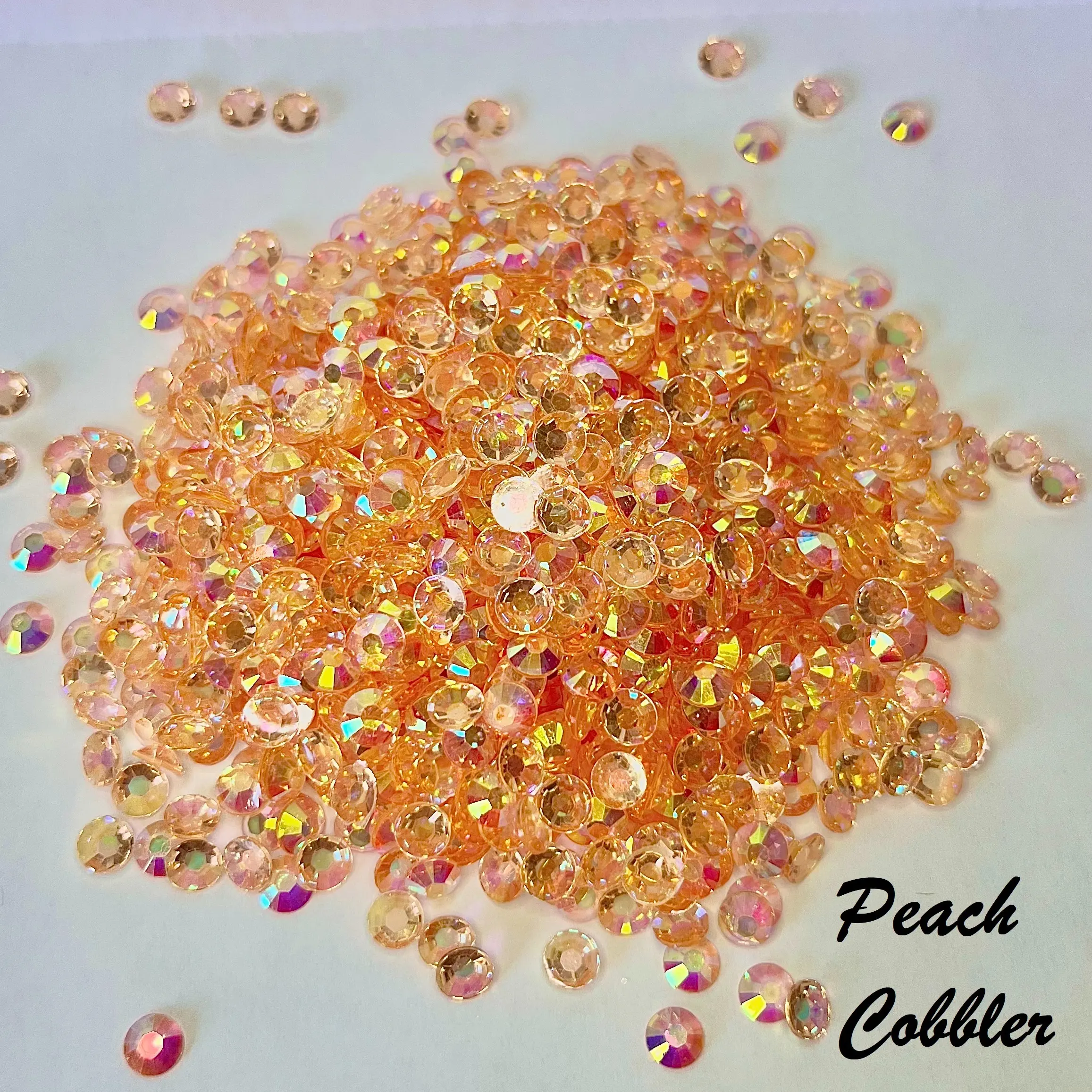 Transparent / Translucent Jelly Rhinestones 1000pcs - 5MM and 4MM sizes- Non-Hotfix flatback Resin AB - SS20, and SS16 - PEACH COBBLER