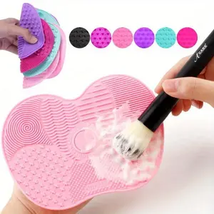 Silicone Makeup Brush Cleaning Pad, 1 Count Makeup Brush Scrubbing Board, Makeup Tool Cleaning Pad for Home Hotel Salon