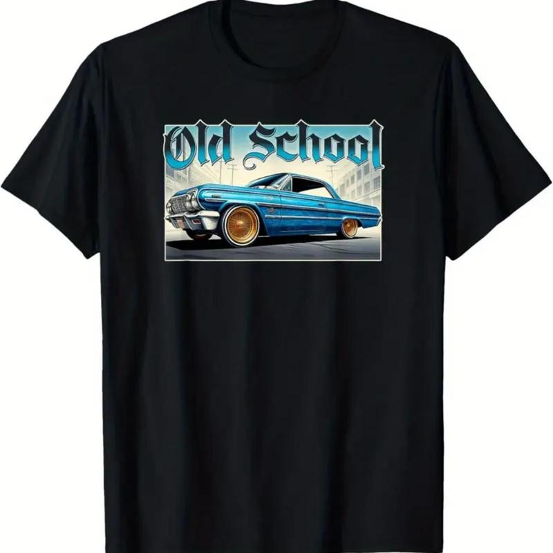 OLD SCHOOL Classic Lowrider Shirt Low Rider Impala Chicano T-Shirt Fit Man