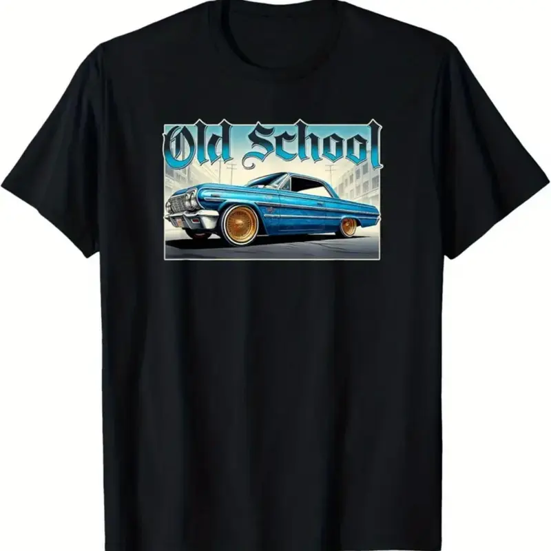 OLD SCHOOL Classic Lowrider Shirt Low Rider Impala Chicano T-Shirt Fit Man