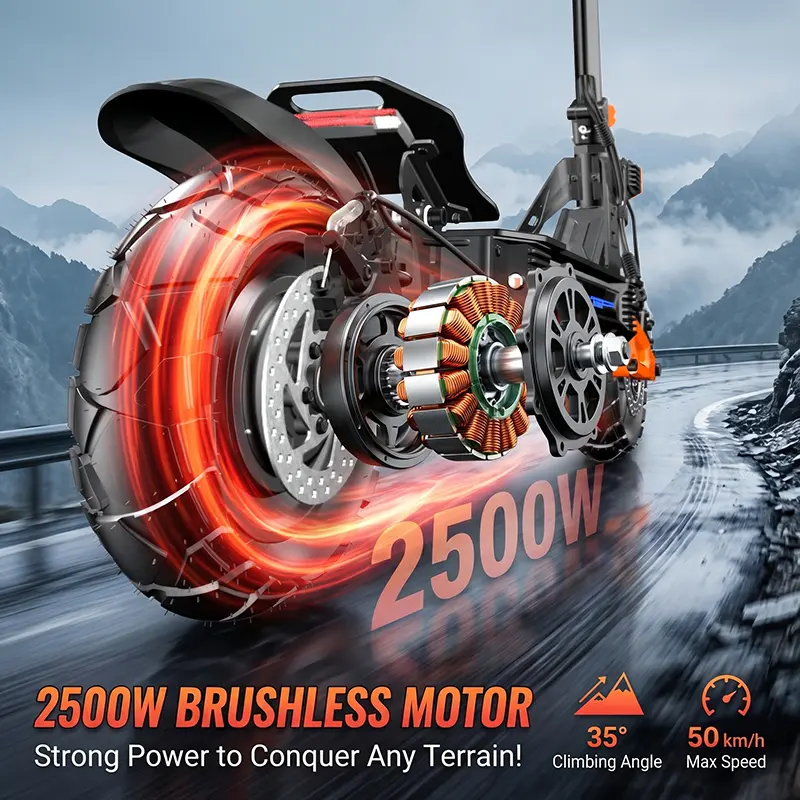 Adult Folding Electric Commuter Scooter - 700W Motor, 19.9HPH Dual Braking System, Shock Absorption, 11-Inch Pneumatic Off-Road Tires, 3 Gears, Front & Rear Lights, Yes