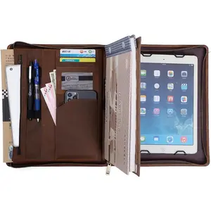 Crazy Horse Leather Portfolio Binder, 9x11 Inch  Padfolio for iPad Pro/Air/Mini, Legal Pad, A5 Notepad, Pen & Cards | Business  for Men & Women