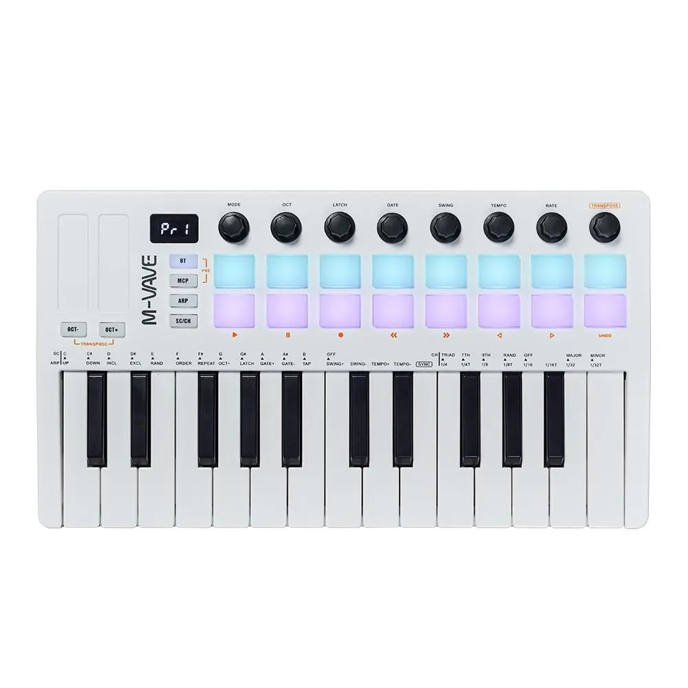 MIDI Keyboard Controller, Professional 25-key Keyboard, RGB Music Production Keyboard, Musical Instrument for Home & Studio