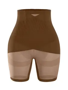 Women's Solid Sheer High Waist Fit Shapewear Shorts, Basic High Stretch Tummy Control Shaper, Ladies Shapewear Bottoms for Daily Wear