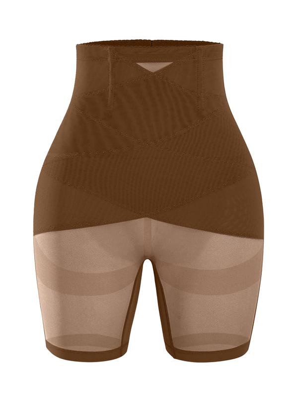 Women's Solid Sheer High Waist Shapewear Shorts, Basic High Stretch Tummy Control Shaper, Ladies Shapewear Bottoms for Daily Wear