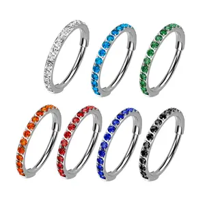 Titanium Micro Gem Hinged Nose Hoop | 20g