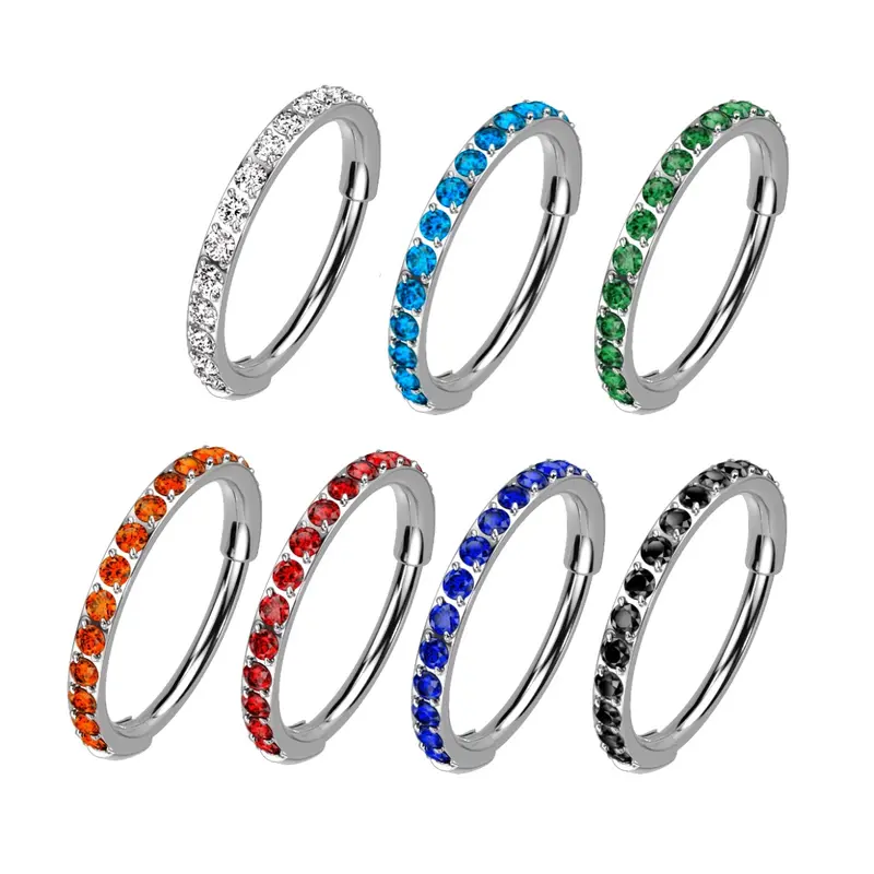 Titanium Micro Gem Hinged Nose Hoop | 20g