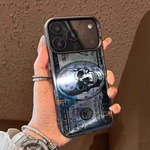 Skeleton dollar Pattern Case for iPhone 17 Pro Max 17 Air 16/15/14/13/12/11 Pro Max XR XS E Plus Retro High-end Shockproof Drop Screen Protection Cute Durable PC Smartphone Cover