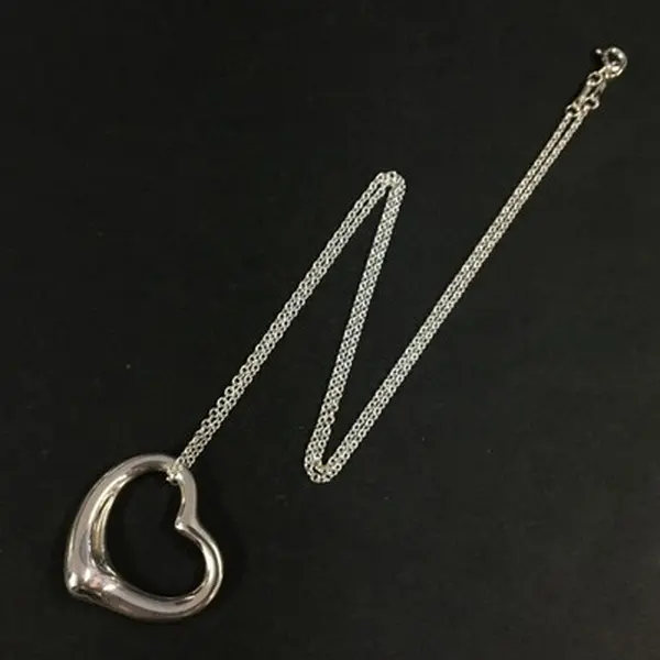 Pre-owned Tiffany & Co. Silver 925 Elsa Peretti Open Heart Pendant Necklace 12732563857/804222