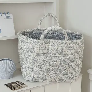 Floral Storage Basket, Soft Fabric Laundry Hamper, Portable &, Large Capacity Organizer for Toys & Clothes, Multifunctional Laundry Hamper