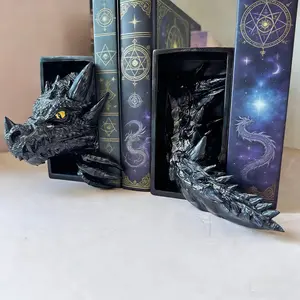 Dragon Bookshelf Decor Set, Resin Statue Figurine, Home Desktop Decoration, Shelf Ornament, Ca Prop 65 Compliant, No Harmful Chemicals