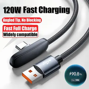 90 Degree Bent Braided Fast Charging Cable, 100w Max, 6a USB-C, Compatible with iPhone, Switch, Macbook, iPad, Xiaomi, Samsung, Huawei, USB Type C