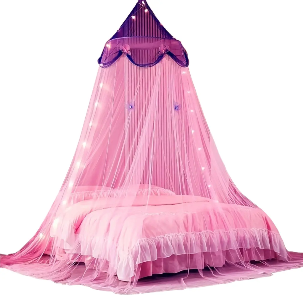 Elegant Princess Dome Mosquito Net for Bed with Wire Frame, Lightweight Mesh Bed Canopy, Mosquito Netting, Mosquito Protection, Decorative Bedding, Durable Bed Canopy