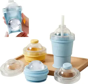 Portable Foldable ice hockey cup, Reusable with Attached Straw, Lightweight Heat-Resistant & Easy-Clean Collapsible Drinkware for Travel, Ideal for Hiking Camping Office