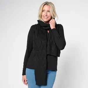 Tower Hill by Christie Brinkley Basketweave Cable Knit Scarf
