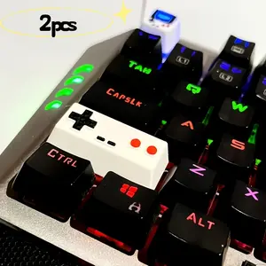 2pcs Retro Red and White Machine Keycaps |   Mechanical Keyboard Cute Keycaps Single Suitable for Gamers and Collectors, Made of ABS Material