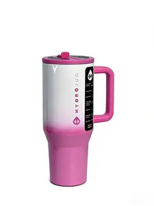 HydroJug 32oz Cute Pink Ombre  Tumbler with Handle, Insulated Stainless Steel Cup with Leakproof Lid, Trendy Aesthetic for On-the-Go Hydration Drinkware Flasks Mug Bottles Bottled Water Bottles Water Bottles Portable