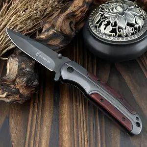 DA43 Pocket Folding Knife 5Cr13Mov Blade 420 Steel Inlaid Colored   Wood Handle EDC Carry Camping Knife Outdoor Survival Knife