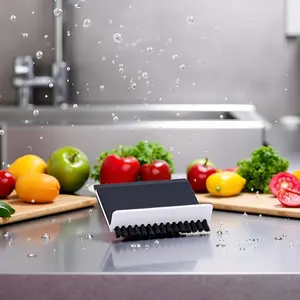Black Kitchen Sink Squeegee Cleaner Countertop Wiper Brush Fruit Vegetable Cleaning Brush Home Kitchen Cleaning Tool Accessories